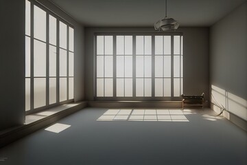 Interior of empty room 3D rendering