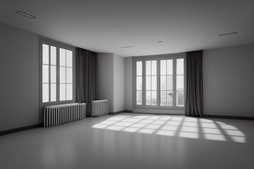 Empty white interior classic, mock up, 3D render 3D illustration
