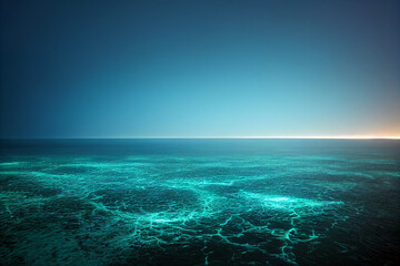 Bioluminescence. Bio luminescent ocean. Bioluminescent plankton in the sea - obrazy, fototapety, plakaty