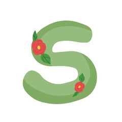 Cute green cartoon S letter for decoration.