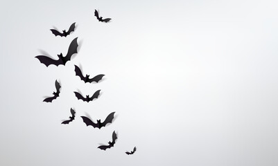 Black Bats Set Isolated Grey Background