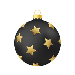 Black Christmas tree toy or ball Volumetric and realistic color illustration