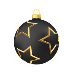 Black Christmas tree toy or ball Volumetric and realistic color illustration