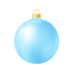 Blue Christmas tree toy Realistic color illustration