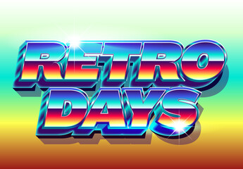 Retro Days Bright Blue Metallic Retro Futurism Style Text Effect