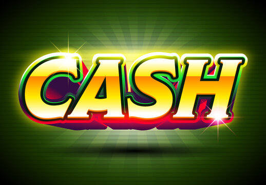 Casino Cash Poker 3D Text Effect with Shiny Gold