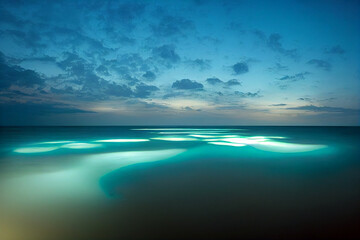 Obraz na płótnie Canvas Bioluminescence. Bio luminescent ocean. Bioluminescent plankton in the sea
