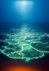 Fototapeta premium Bioluminescence. Bio luminescent ocean. Bioluminescent plankton in the sea