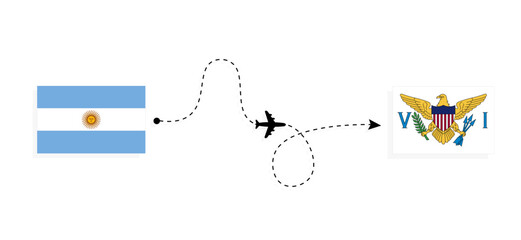 Flight and travel from Argentina to United States Virgin Islands by passenger airplane Travel concept