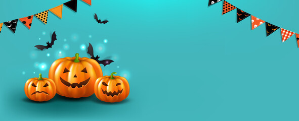 Postcard Halloween And Bats And Mint Background