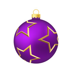 Purple violet Christmas tree toy or ball Volumetric and realistic color illustration