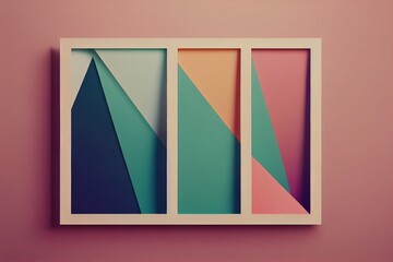 mock up poster with vintage pastel hipster minimalism loft interior background, 3D rendering, 3D illustration