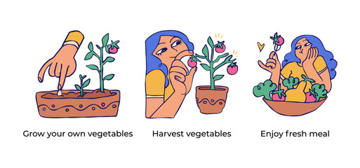 Healthy lifestyle concept set. Dieting, fitness and nutrition, mental health. Visual stories collection