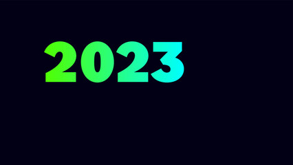 Banner with 2023 gradient text, 16x9 minimalist vector