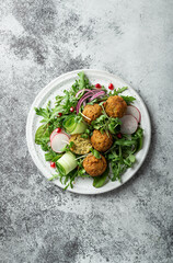 Falafel and fresh vegetables salad
