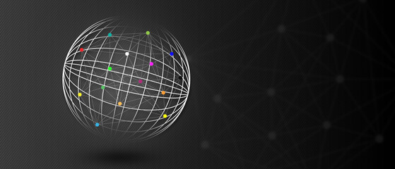 Global network connection on black background