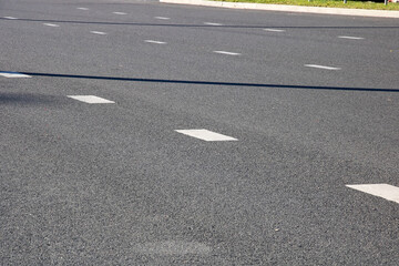Dividing strip on a wide road closeup