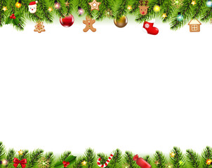 Christmas Borders Isolated White Background