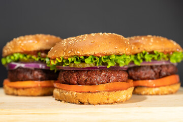 Vegan burgers with plant-based meat