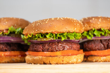 Vegan burgers with plant-based meat