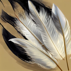 white feather on black background Generative AI