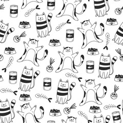 Cat animal pet kitty seamless pattern print wallpaper abstract concept. Vector graphic design illustration element