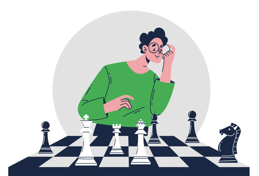 Chess game playboard strategy analysis abstract concept. Vector graphic design illustration element