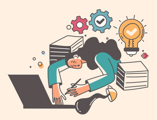 Online home school study education student university learning training abstract concept. Vector graphic design illustration