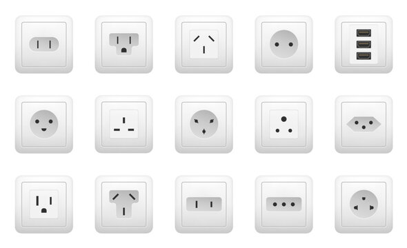 Socket plug uk electric type switch power device concept. Vector graphic design element illustration