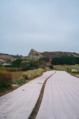 Beautiful trail seaside views in Jersey Island (Channel islands) on cold cloudy day