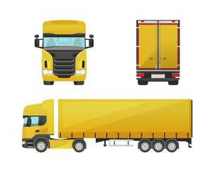 Vector isolated cartoon yellow  delivery truck