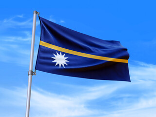Nauru flag waving in the wind