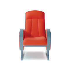 3d Red Cinema Movie Chair Plasticine Cartoon Style Object Isolated. Vector illustration of Classic Comfortable Velvet Armchair