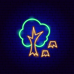 Deforest Neon Sign. Vector Illustration of Nature Safe Symbol.