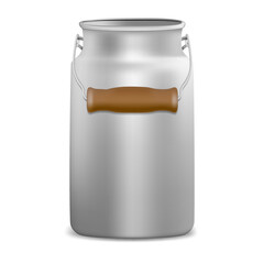 Realistic Detailed 3d Old Metal Milk Can. Vector illustration of Aluminum Container Bucket with Handle for Dairy Product