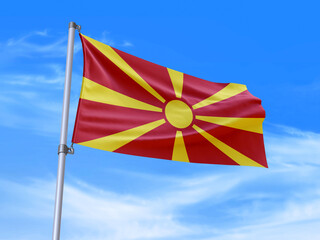 North Macedonia flag waving in the wind