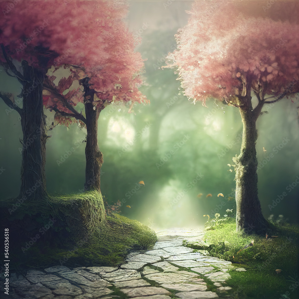 Wall mural fantasy tree in a dream landscape