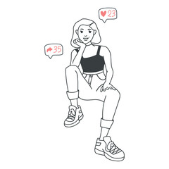 doodle girl posing and sitting beautifully