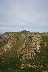 Fototapeta premium Beautiful trail seaside views in Jersey Island (Channel islands) on cold cloudy day
