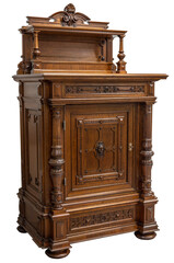 Old vintage antique buffet sideboard carved with drawers isolated on white