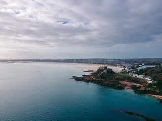 Beautiful view of Mont Orgueil Castle on the cliff