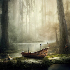 fantasy boat in a dream