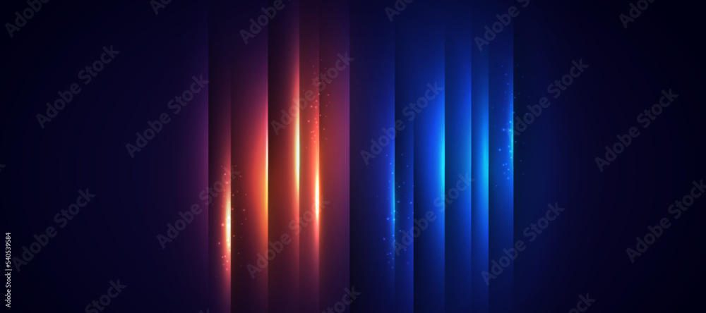 Wall mural 	
Blue technology background with motion neon light effect.Vector illustration.	
