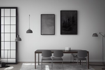 Obraz na płótnie Canvas mock up wall interior. Scandinavian style. Wall art. 3d rendering, 3d illustration