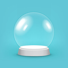 Christmas Snow Globe Blue Background