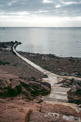 Beautiful trail seaside views in Jersey Island (Channel islands) on cold cloudy day