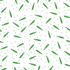 seamless pattern with green peas on a white background, green peas in a chaotic pattern