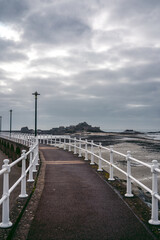 Elizabeth Castle view. The 16th century fortress on the cliff