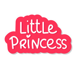 little Princess pink title. Design element for girls.