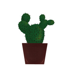 Houseplant. Cactus in a pot. Illustration in flat style. 